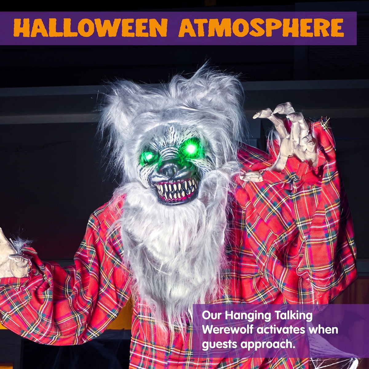 Joyfy 5.3 Ft Standing Werewolf Large Halloween Decorations Outdoor, Scary Life Size Animatronics, Sound & Motion Activated with LED Eyes, Moving Arms