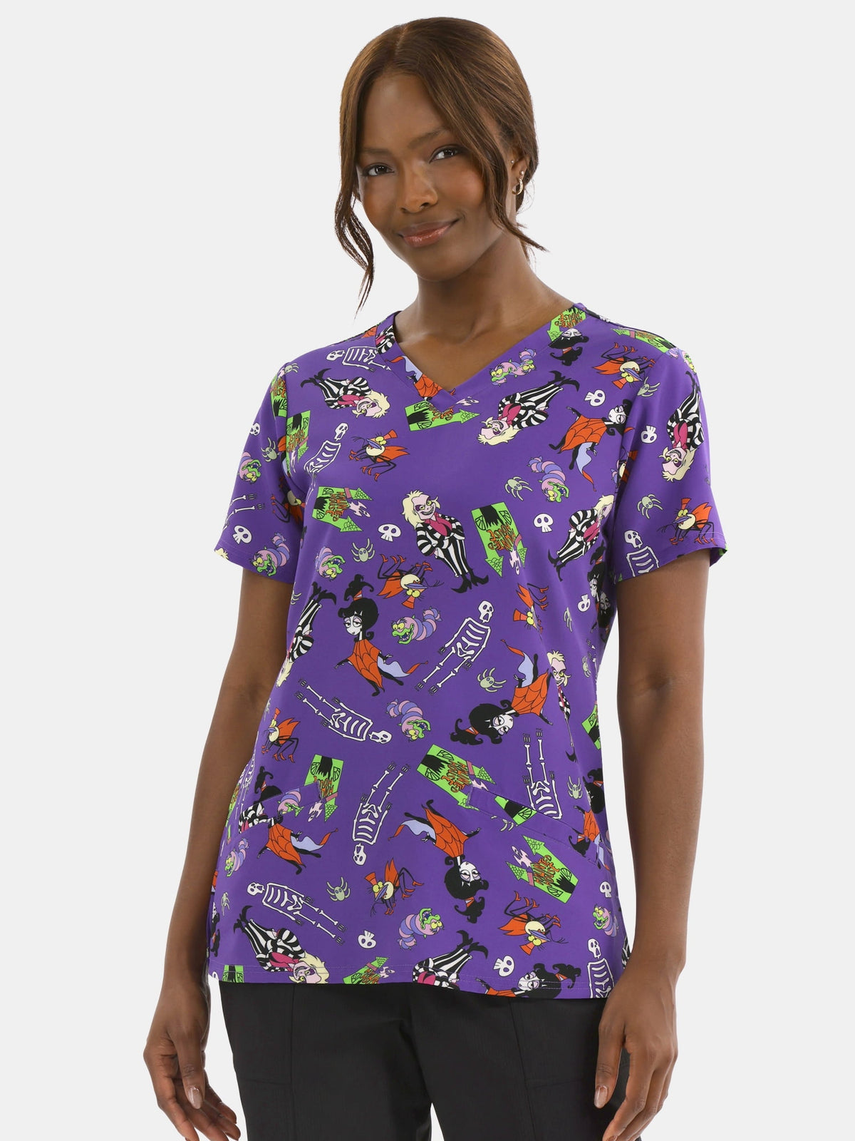 Care Bears Women's Halloween Scrub Top with Short Sleeves, Sizes S-XXXL