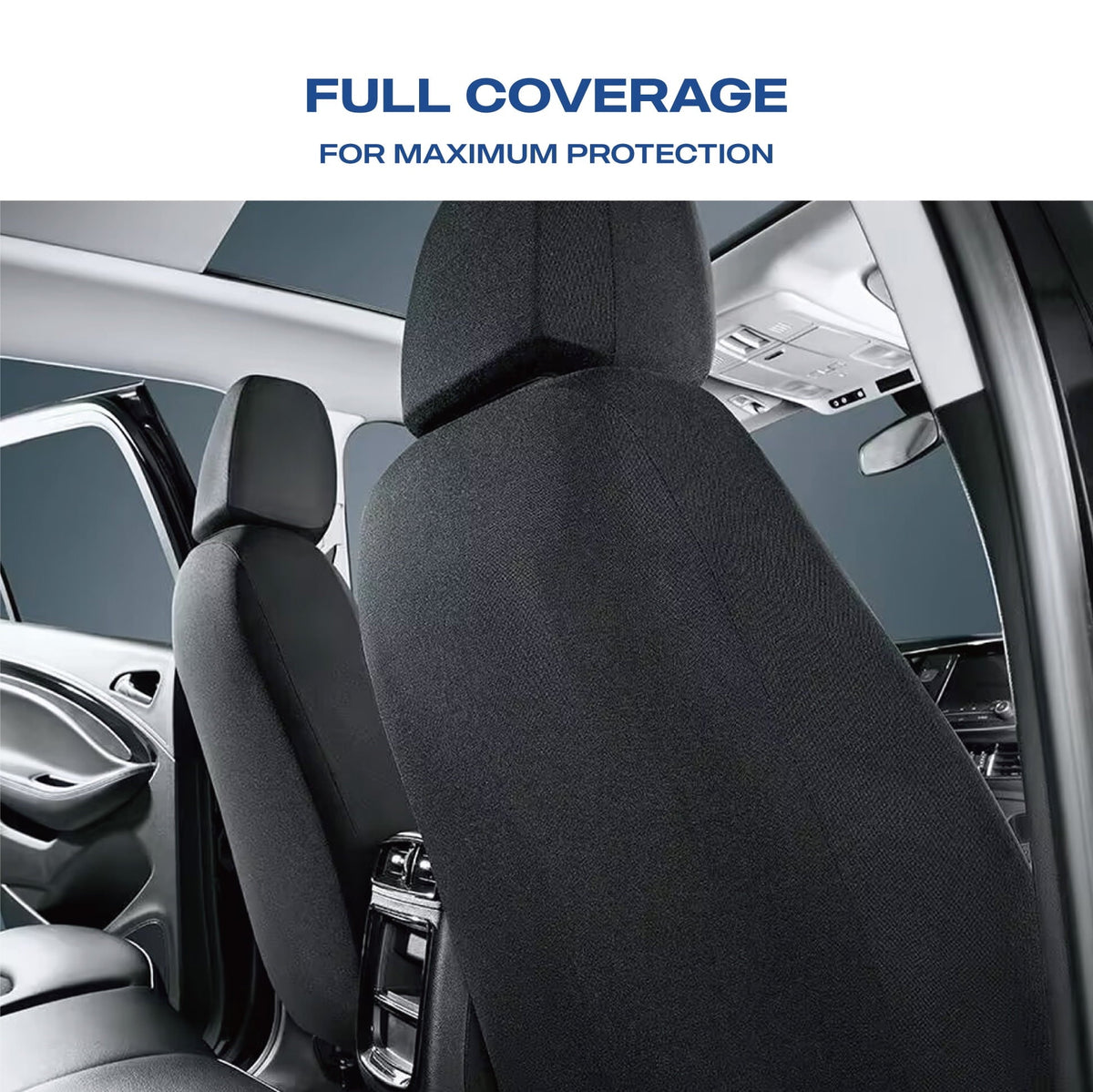 Skechers Premium Leather Car Seat Cover – Front Seat, Durable, Breathable, Universal Fit for Cars, SUVs, and Trucks - Black