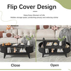 Fluted Oval Coffee Table With Storage, 46.45 x 19.68 x 15.94 in