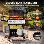 SEGMART 4 Burner BBQ Propane Gas Grill, Stainless Steel 40,000 BTU Patio Garden Barbecue Grill with Folding Side Tables, Thermometer & Bottle Opener