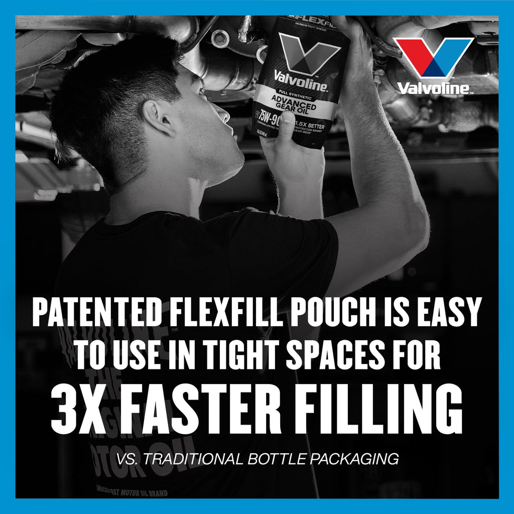 5 pack) Valvoline FlexFill Advanced Full Synthetic 75W-90 Gear Oil 1 Quart Pouch