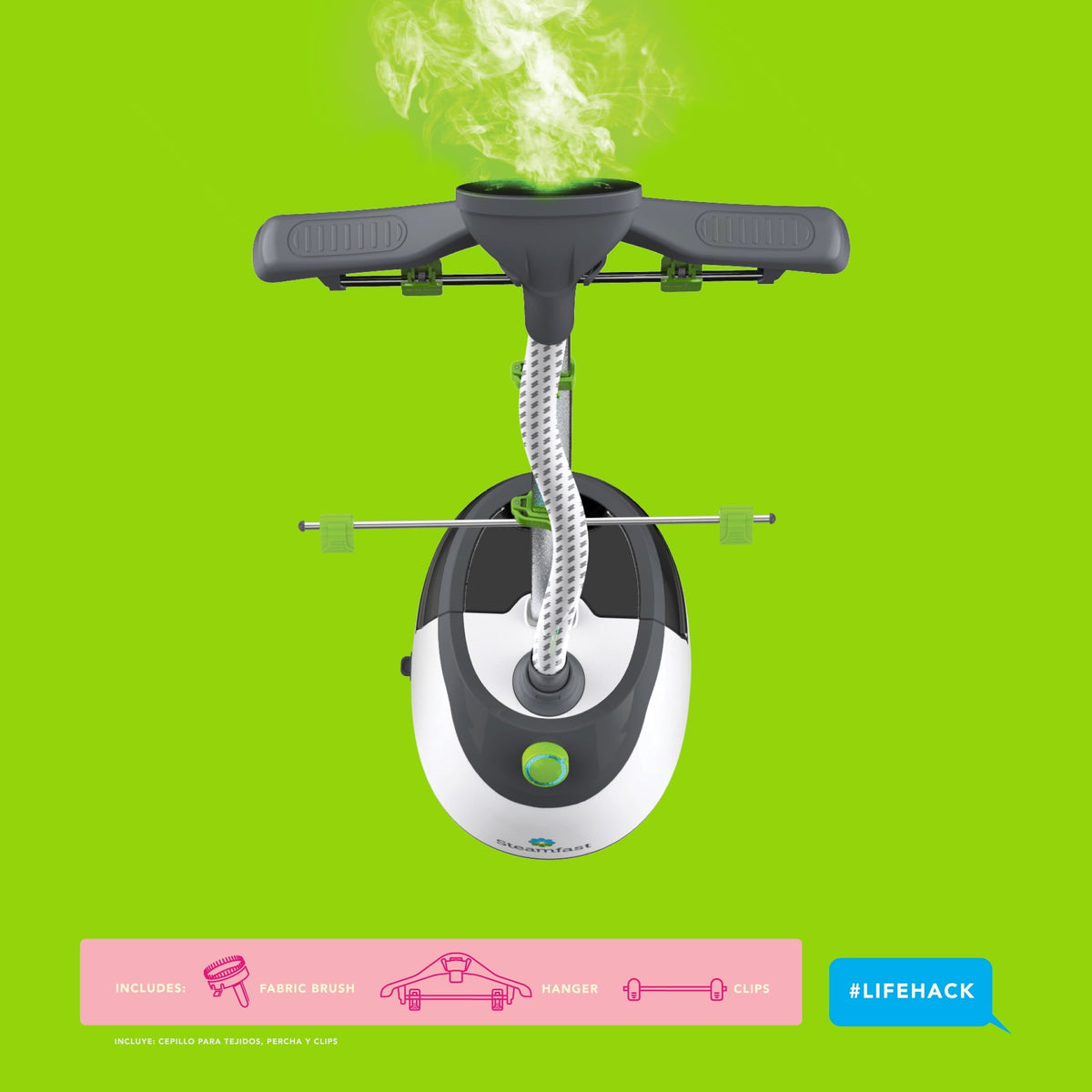 Steamfast SF-567 Full-Size Upright Garment and Fabric Steamer with Clothes Hanger, 1500W, 45-Second Heat Up, 96 Minutes of Continous Steam, 86 fl oz