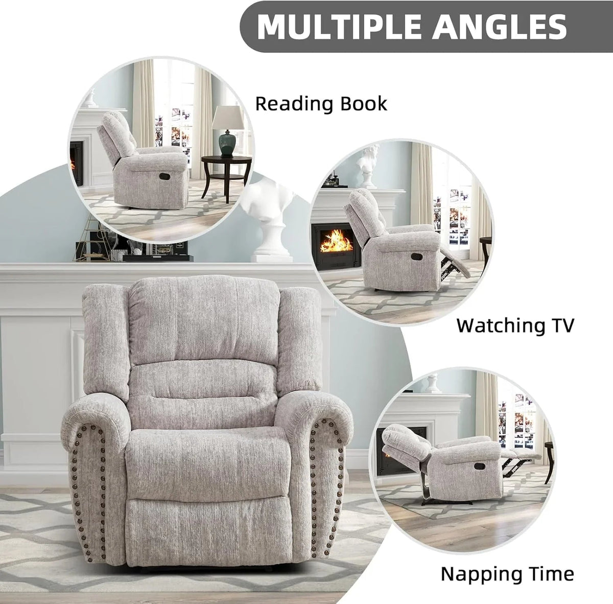 CANMOV Manual Recliner Chair, Nut Brown