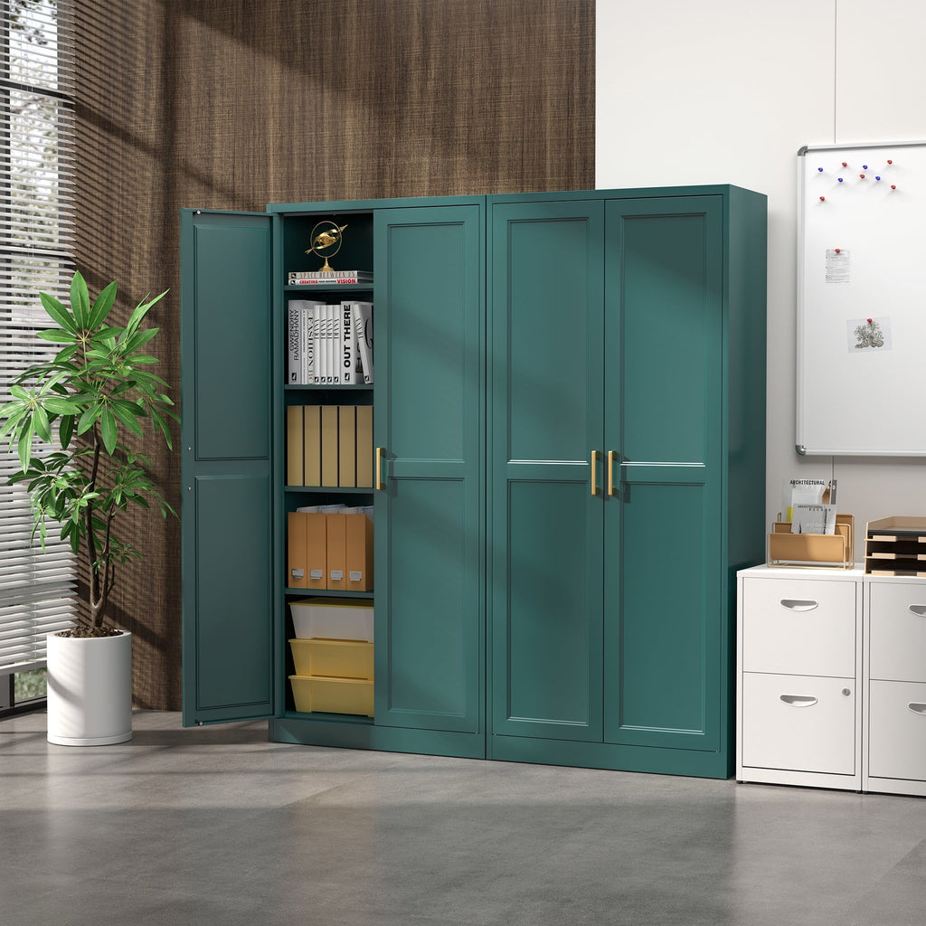 Polup 71" Green Pantry Storage Cabinet with 2 Doors, Tall Metal Kitchen Cabinet with Adjustable Shelves, Freestanding Cupboard for Garage, Laundry