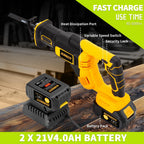 21V Brushless Reciprocating Saw,2×4.0Ah Battery Cordless Power Sawzaw 28mm 3500 SPM High-Performance Saws with 12 Saw Blades, Recíproca for Heavy