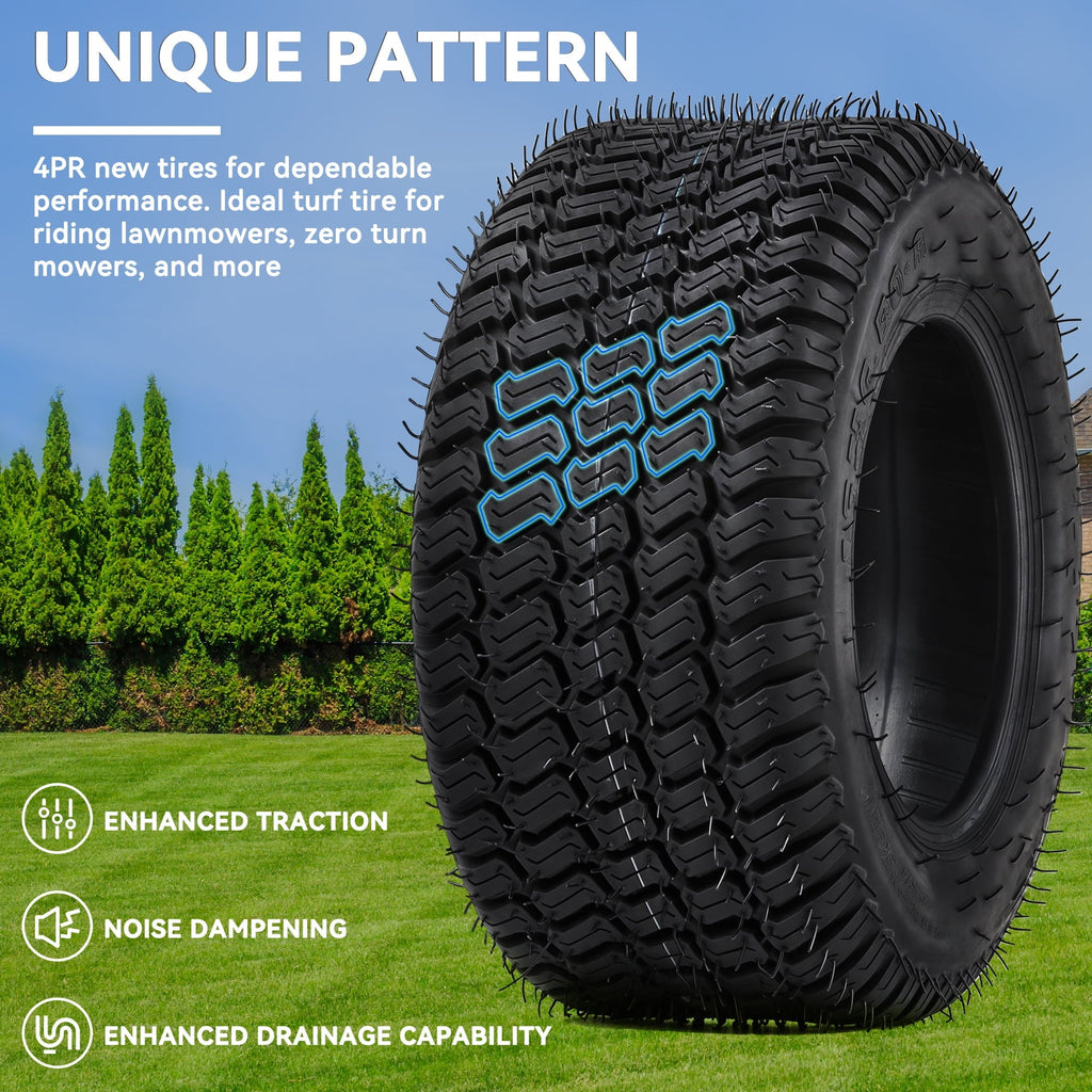 Uforic Set of 2 16x6.50-8 Turf Lawn Mower Tires, Heavy Duty 4 Ply Tubeless Replacement Tires, 620 LBS Max Load Capacity for Riding Lawn Tractors
