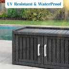 KAMABOKO Outdoor Shoe Storage Cabinet, Black, 2 Doors