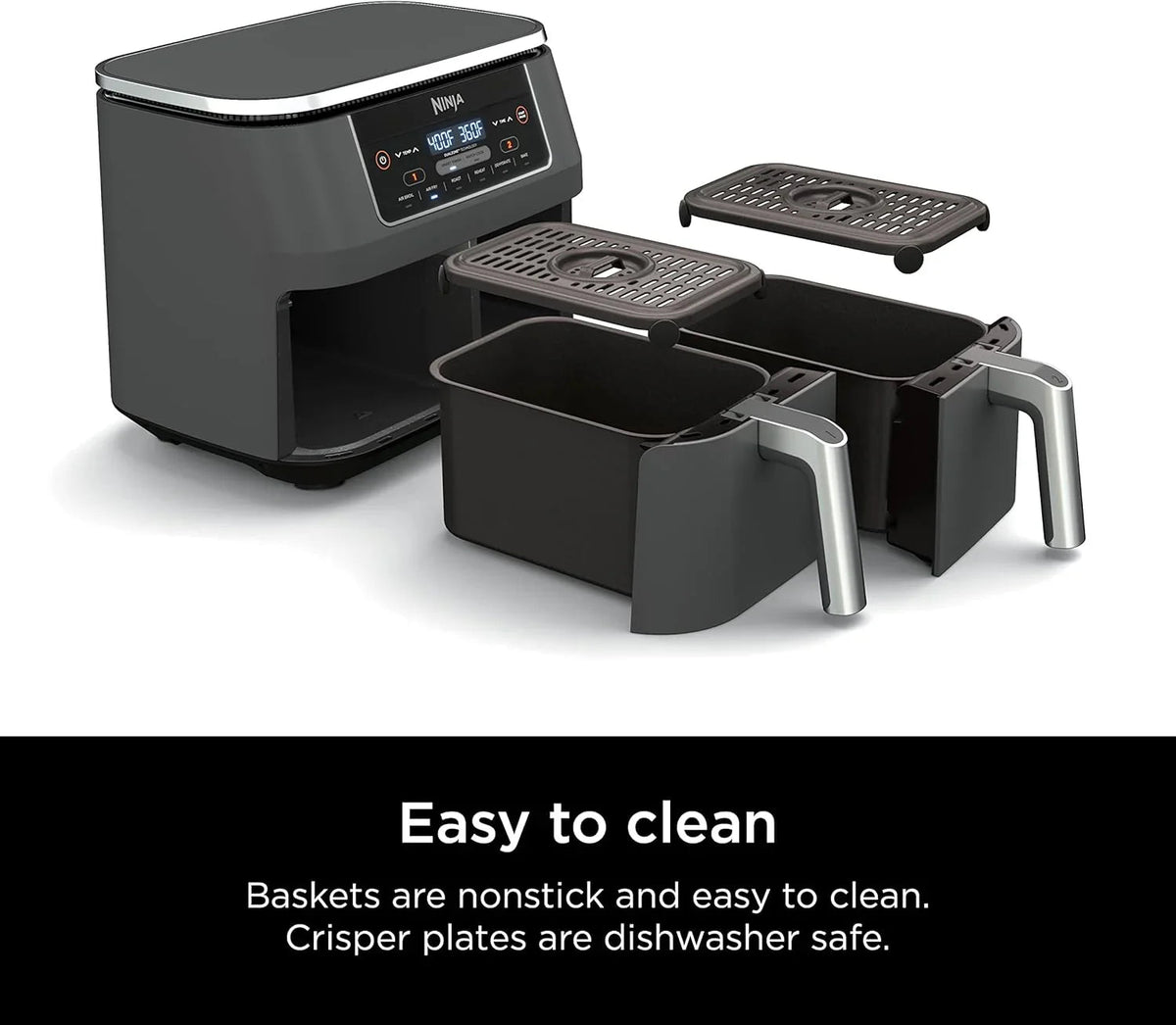 Ninja Foodi 10 QT 6-in-1 DualZone Smart XL Air Fryer, 2 Independent 5 QT Baskets, Grey - DZ550