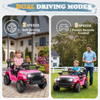 Ktaxon 12V Kids Electric Ride on Car, Battery Powered Ride on Toys Truck with Remote Control, Electric Car for Kids w/Bluetooth & Lights, Pink
