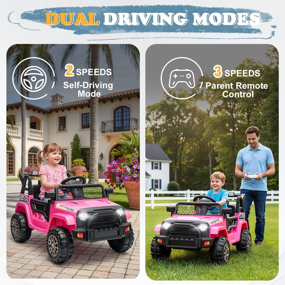 Ktaxon 12V Kids Electric Ride on Car, Battery Powered Ride on Toys Truck with Remote Control, Electric Car for Kids w/Bluetooth & Lights, Pink