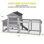 Aivituvin 82.4" Chicken Coop with Wheels, Large Hen House with Run, Chicken Cage for 4-6 Chickens, Weatherproof Asphalt Roof, Nesting Box & Pull-Out