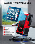 Gooloo Jump Starter with Air Compressor, 3000A Portable Car Battery Jump Starter (9.0L Gas/6.5L Diesel) with 150PSI Digital Tire Inflator, 12V Car