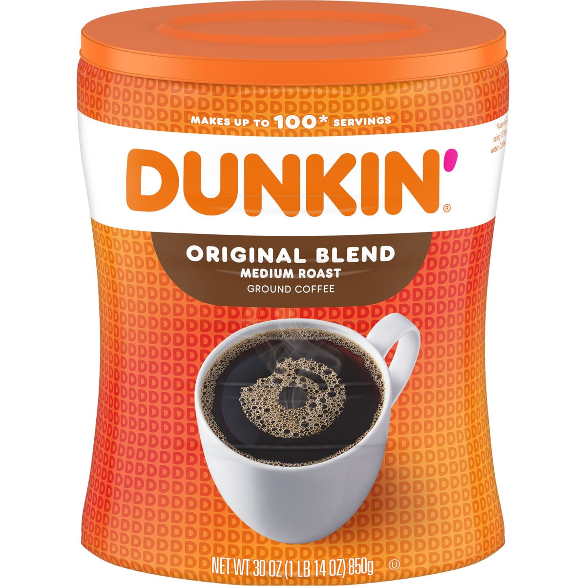 4 pack) Dunkin’ Original Blend Medium Roast Ground Coffee, 30 oz Canister