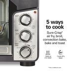 Hamilton Beach Easy View XL Air Fryer Toaster Oven with Sure-Crisp Air Fry technology, 6 Slice, 5-in-1 Countertop Oven, Black