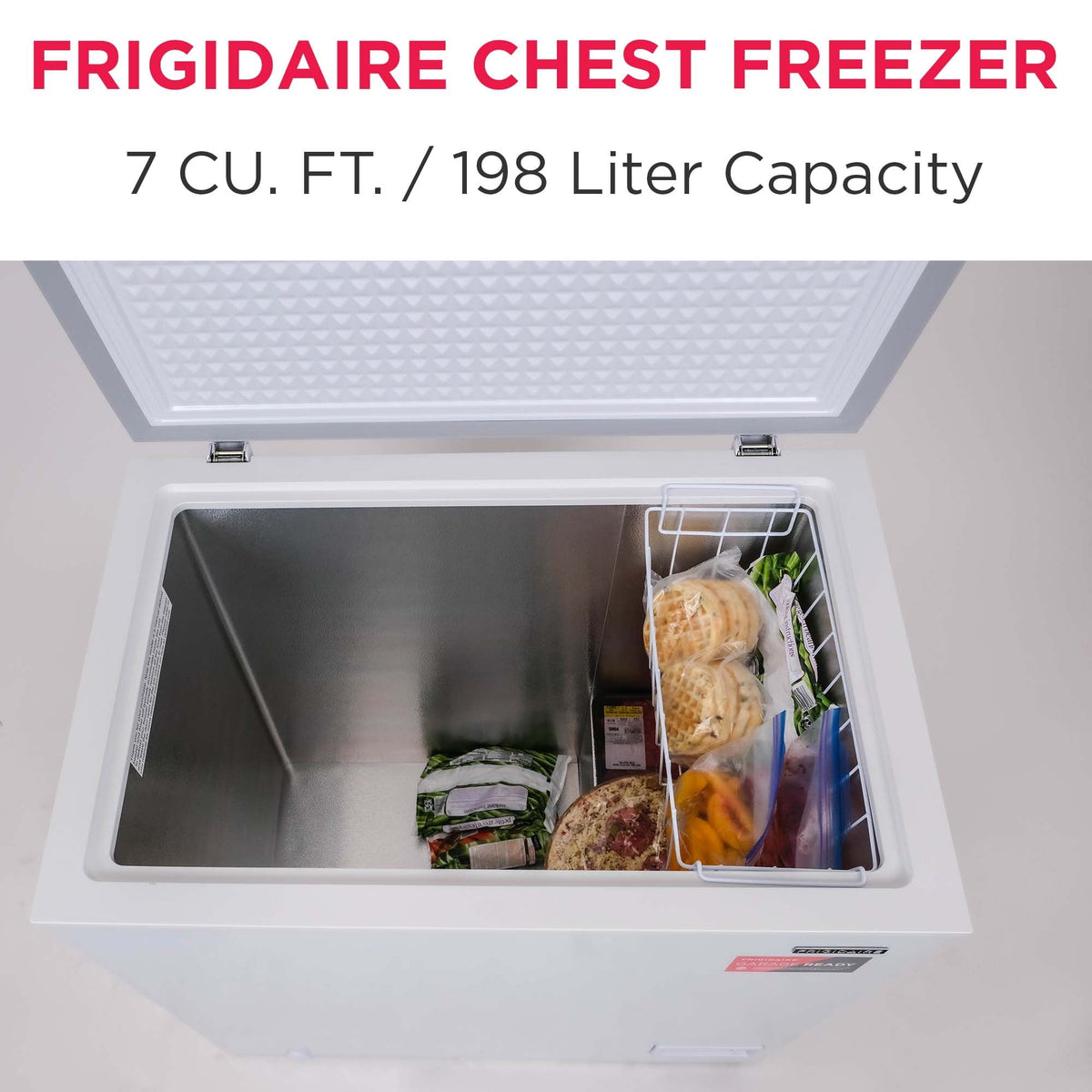 Frigidaire 7.0 cu ft Chest Freezer, White - Deep Freezer for Garage, Kitchen, Basement, Large Capacity for Bulk Storage