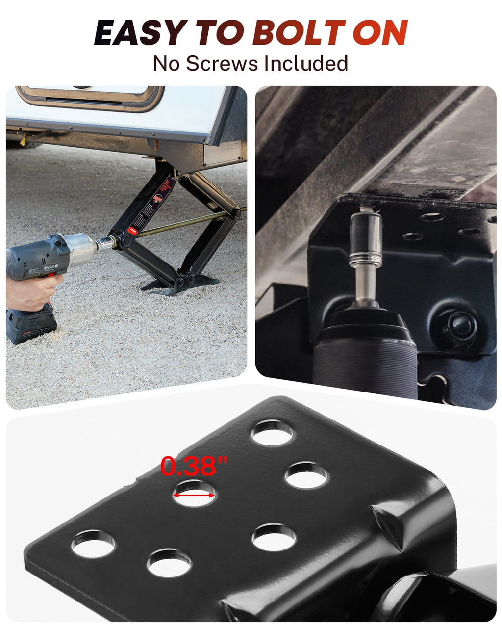 Kohree 24" 8000lbs RV Trailer Stabilizer Leveling Scissor Jacks with Crank Handle and Drill Bit,Set 2
