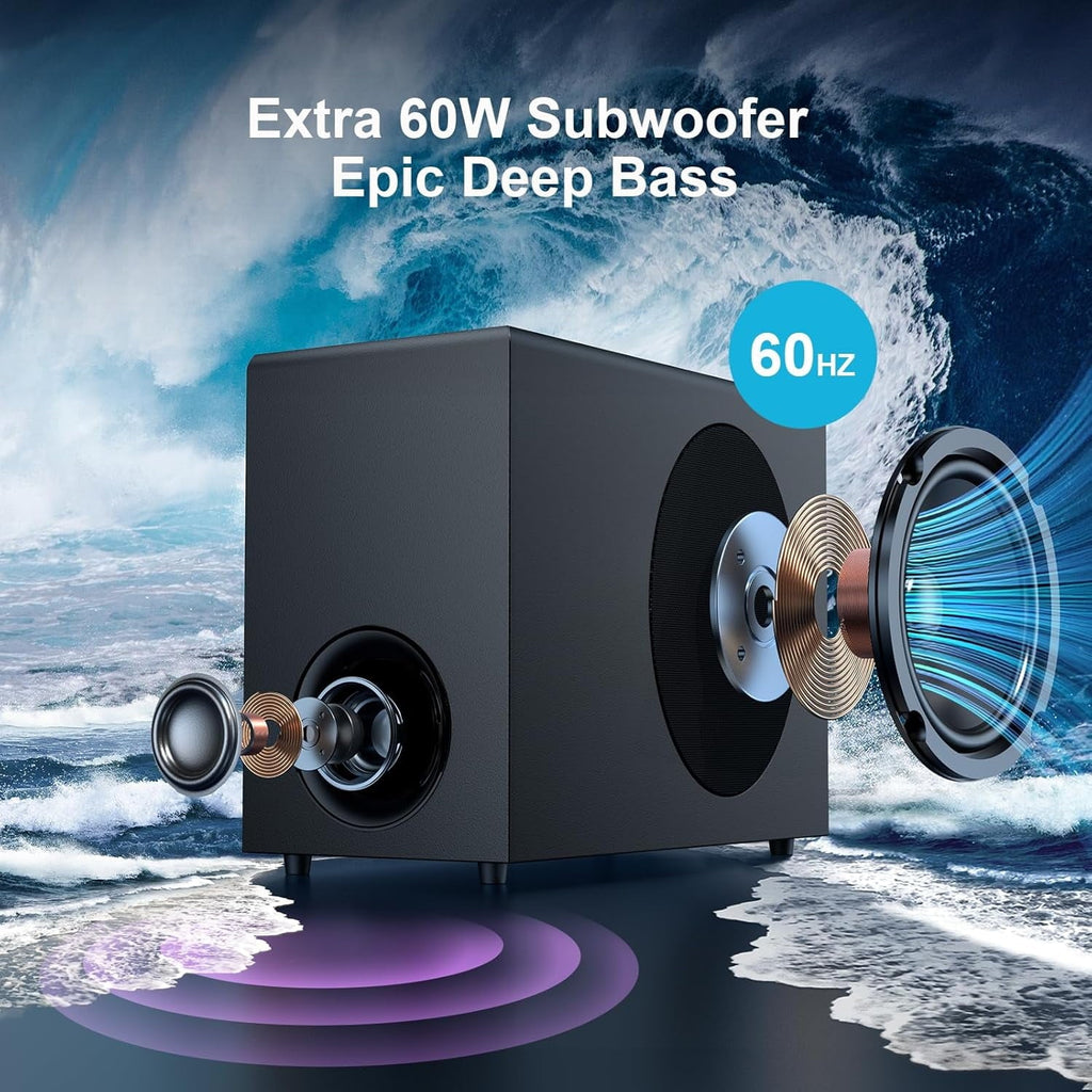 Cowin Sound Bar for Smart TV, 110W Sound Bar with Subwoofer, 2 in 1 Detachable Bluetooth Soundbar for TV with Deep Bass & Volume Boost & 3 Equalizer