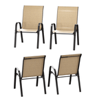 ELPOSUN Patio Chairs Set of 4, Outdoor Stackable Dining Chairs for All Weather, Breathable Garden Outdoor Furniture for Backyard Deck,Khaki