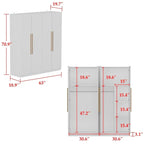 FUFU&GAGA Freestanding Solid Wood Wardrobe Closet With Storage Shelves