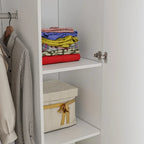 FUFU&GAGA Freestanding Solid Wood Wardrobe Closet With Storage Shelves