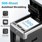 BONSEN Auto Feed Micro-Cut Paper Shredder, 300-Sheet, 60 Min, P-4, 8.1 Gallons, Black
