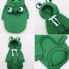 Winter Warm Plush Dog Coat Hoodie, Pet Halloween Frog Cosplay Costume for Small Dogs