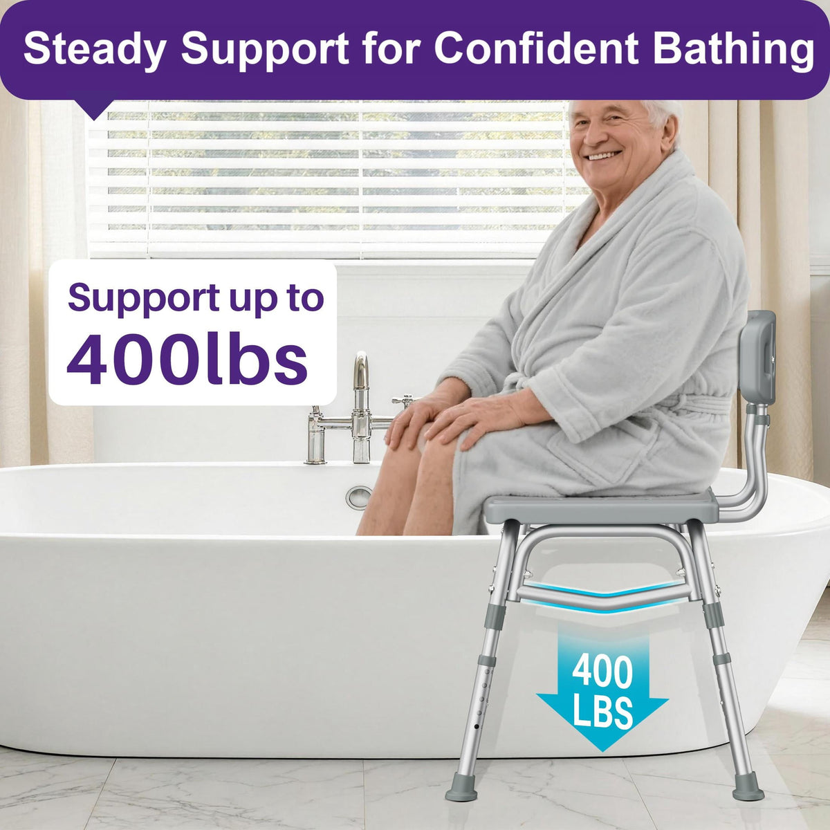 Kekoy Tub Transfer Bench for Bathtub and Showers, Adjustable Shower Bench, Bath Shower Chair Seat 400LBs for Elderly, Adults and Disabled