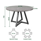 Hijob 42in Round Dining Table for 4, Kitcen Table Sturdy Wood Kitchen & Dining Room Furniture, Gray