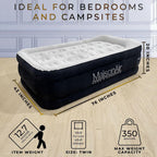 MaisonAir 20in Twin Airbed Premium Air Mattress with Coil Beam Support and Built in Pillow with Electric Air Pump