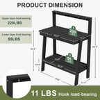 SERWALL Outdoor Potting Bench with Storage & Hooks, 3-Tier Heavy-Duty HDPE Garden Workstation Table, All-Weather Potting Table for Patio & Backyard