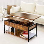 MONVANE Lift Top Coffee Table With Storage, 40 in, Rustic Brown