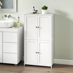 LEDREM Bathroom Storage Floor Cabinet Organizer with Adjustable Shelf 4 Magnetic Doors Freestanding for Small Spaces,White