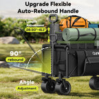 Qunler 560lbs Large Collapsible Folding Wagon with Oversized Tank Wheels, Heavy Duty Big Bucket Utility Garden Cart with Side Pocket for Sports
