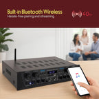 Pyle PTA44BT Bluetooth Home Audio 500 Watt 4 Channel Amplifier Stereo Receiver
