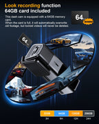 Odrey Car Dash Cam Front and Rear, Dashcam 4K Front and 1080P Rear Camera with 5G WiFi 64GB Card, Dash Camera for Cars with G-Sensor 24H Parking mode