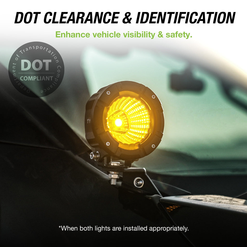 TYPE S - Elevate 4 Inch Amber Spot Beam Round Pod Light Set - DOT Compliant - 4220 Raw Lumens, Waterproof, Die-cast, Off Road Lights, Truck, Jeep