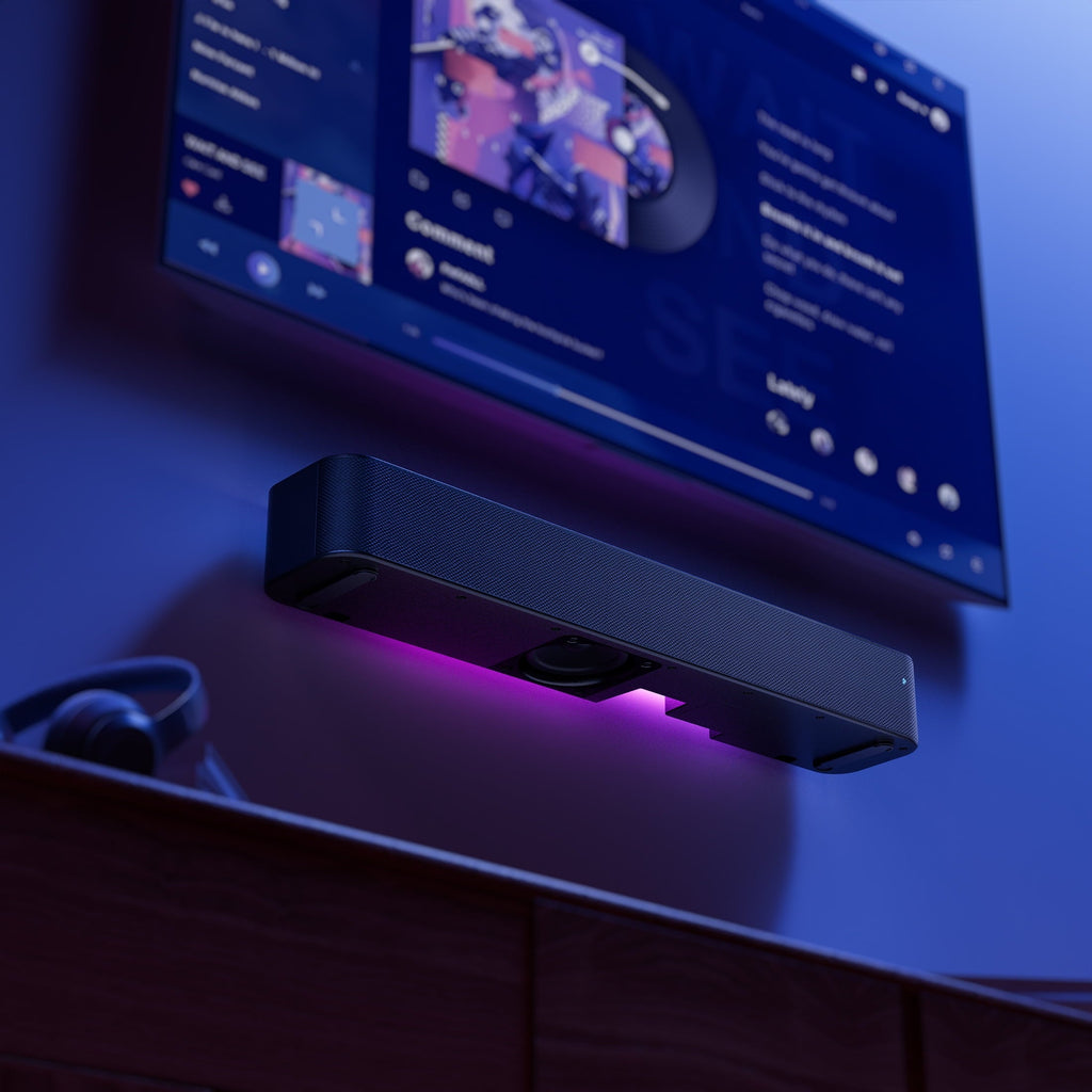 onn 20 in Bluetooth 2.1 Channel Soundbar with Multi-Color LED Lighting, Black