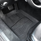 Goodyear 5-Piece Deep Dish All-Weather Rubber Floor Mats – Heavy Duty Waterproof Universal Trim-to-Fit Car, SUV & Truck Floor Liners – Black