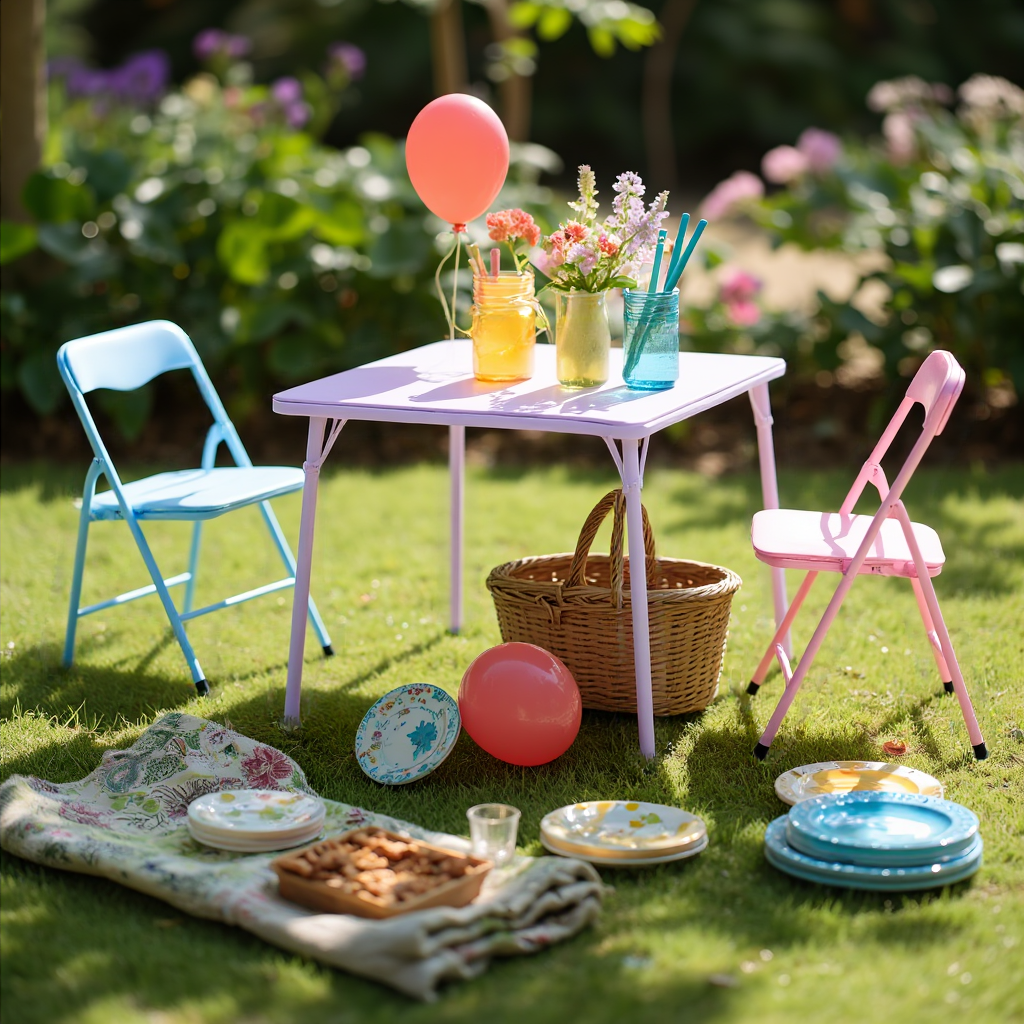 Homy Casa Kids Activity Table and 2 Chairs Set, 3-Piece Folding Play Table Set, Pastel Multicolor