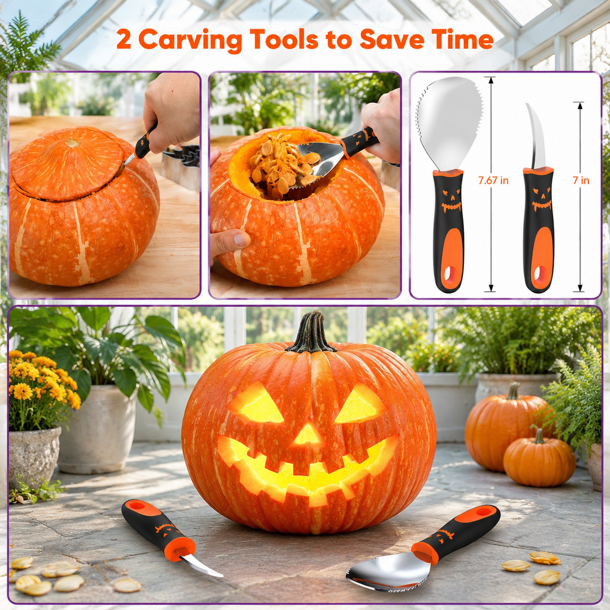 30-Piece Professional Pumpkin Carving Kit with Stencils and Stainless Steel Tools