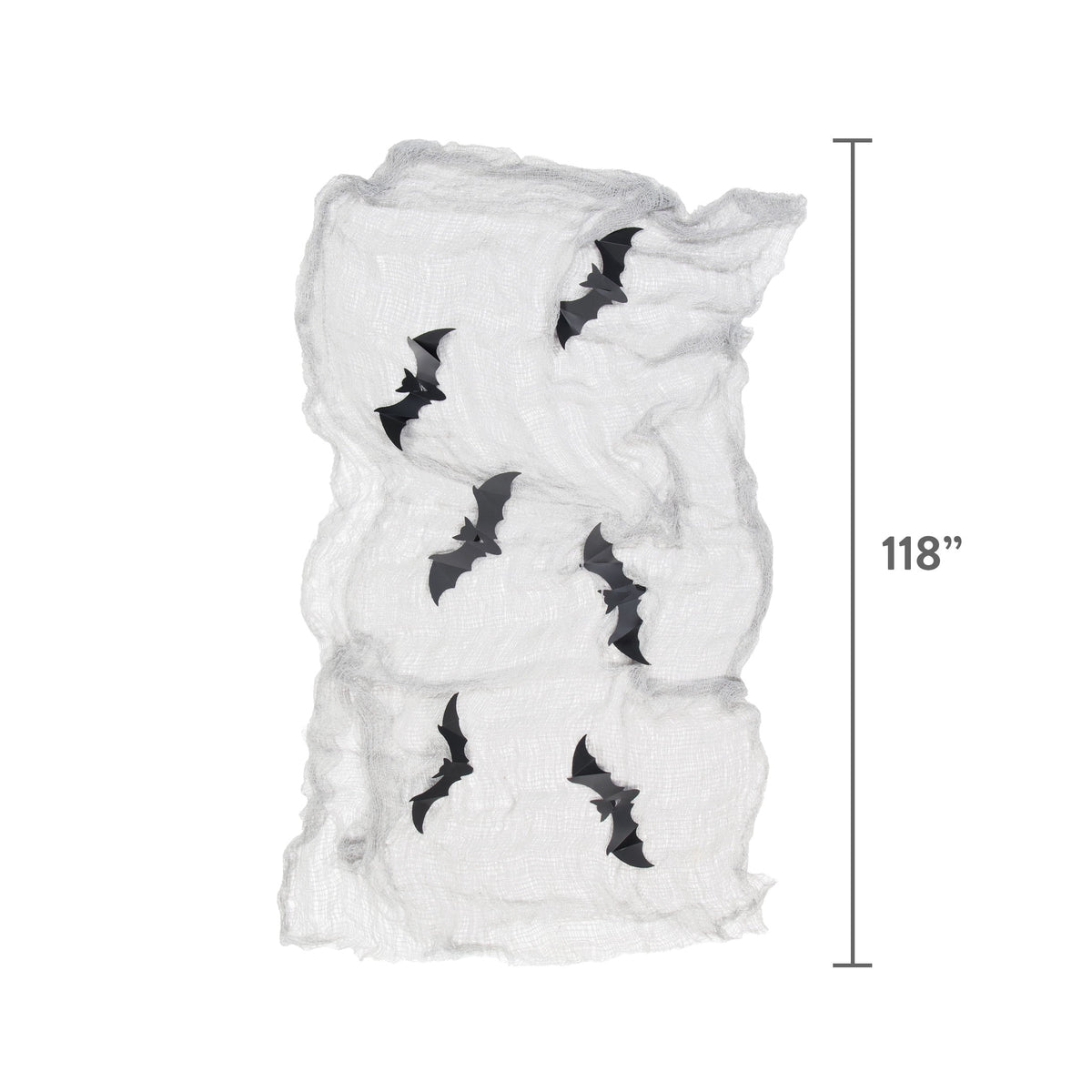 Creepy Gauze Fabric with Bats, Gray, 29.5" x 118", Halloween by Way To Celebrate