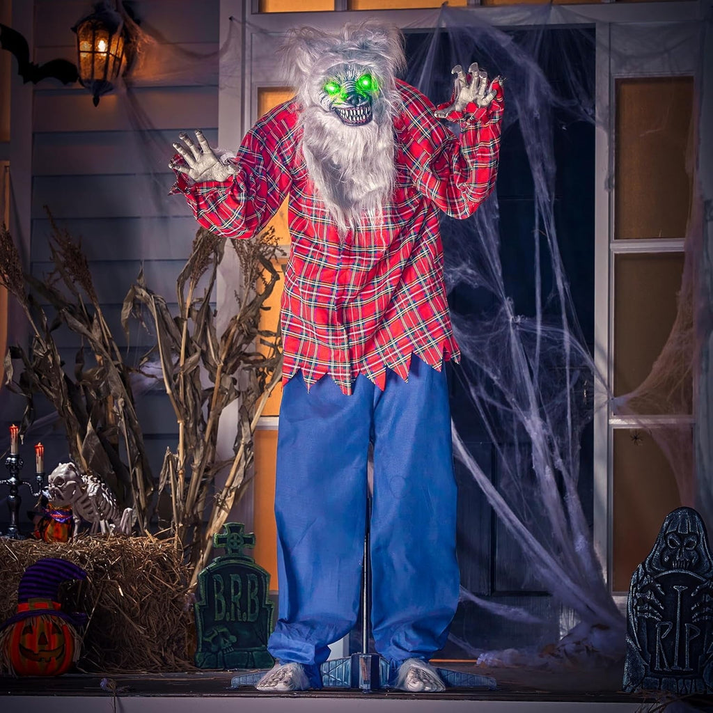 Joyfy 5.3 Ft Standing Werewolf Large Halloween Decorations Outdoor, Scary Life Size Animatronics, Sound & Motion Activated with LED Eyes, Moving Arms