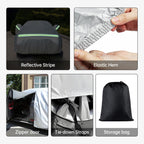 FLORAY Waterproof All-Weather Car Cover with Zipper Door, Windproof for Sedans & Mid-Size Suvs, UV and Snow Guard, Silver (XL, 210" x 59" x 47")