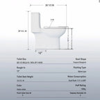 Alvantor One-Piece Toilet, Modern 1.1/1.6 GPF Dual Flush Toilet ADA Height 17" Rimless Bowl with Soft Closing Seat White
