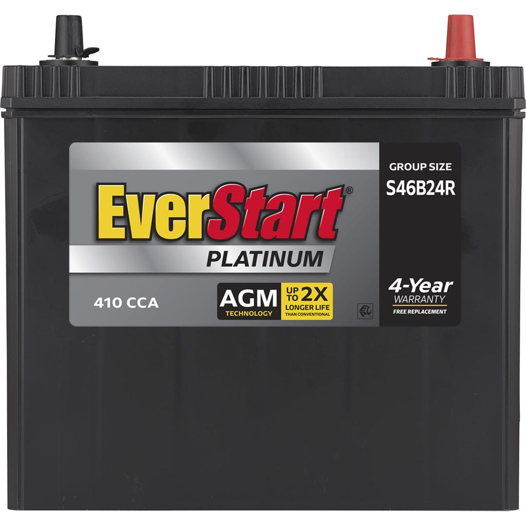 EverStart Platinum AGM Automotive Battery, Group Size S46B24R 12 Volt, minimum 325 CCA