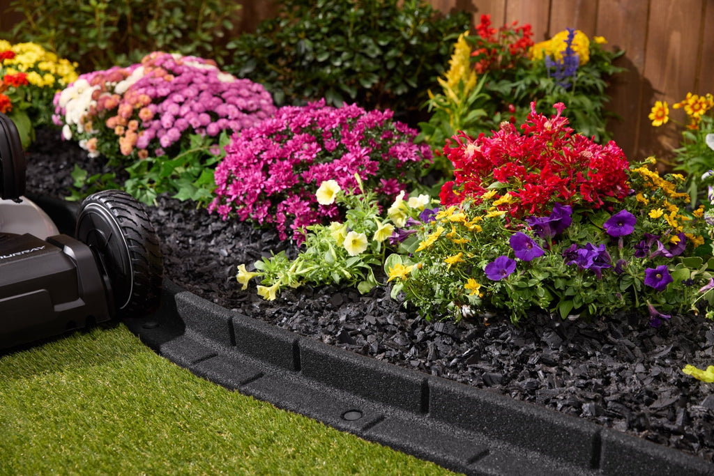 GroundSmart Roman Brick Landscape Edging, 4' Black Rubber Garden Edging Border, 6 pack