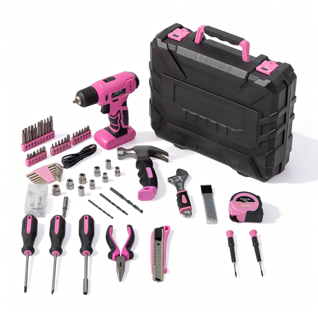 UBesGoo 146pcs Power Tool Combo Kits with 8V Cordless Drill, 10MM 3/8'' Keyless Chuck, Professional Home Household Kit DIY Hand Tool Set