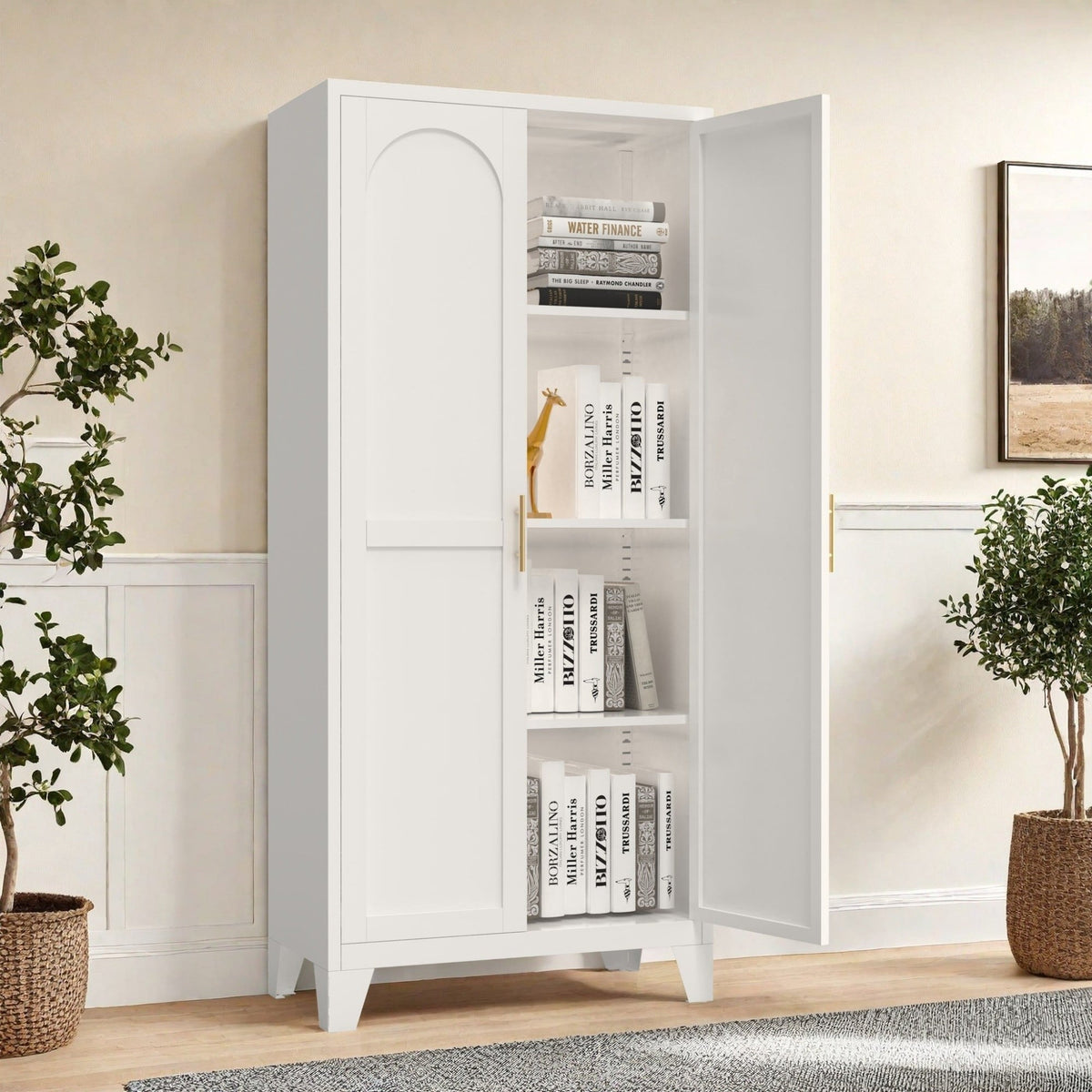 61" Metal Storage Cabinet with Doors and Adjustable Shelves,Garage Storage Cabinet for Home,Office