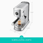 CASABREWS Espresso Machine With 20-Bar Pressure, 34 oz Water Tank, Milk Frother, Silver - 5418Basic